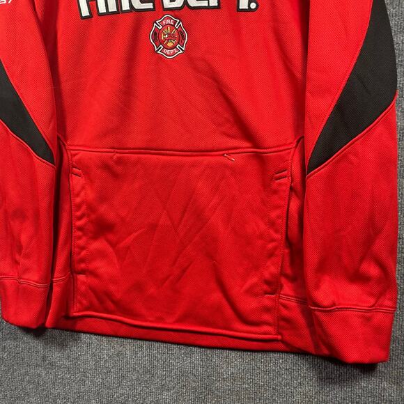 Fire Department Hoodie Norman Oklahoma Men's Large Red Embroidered Zip Pocket - Picture 3 of 10